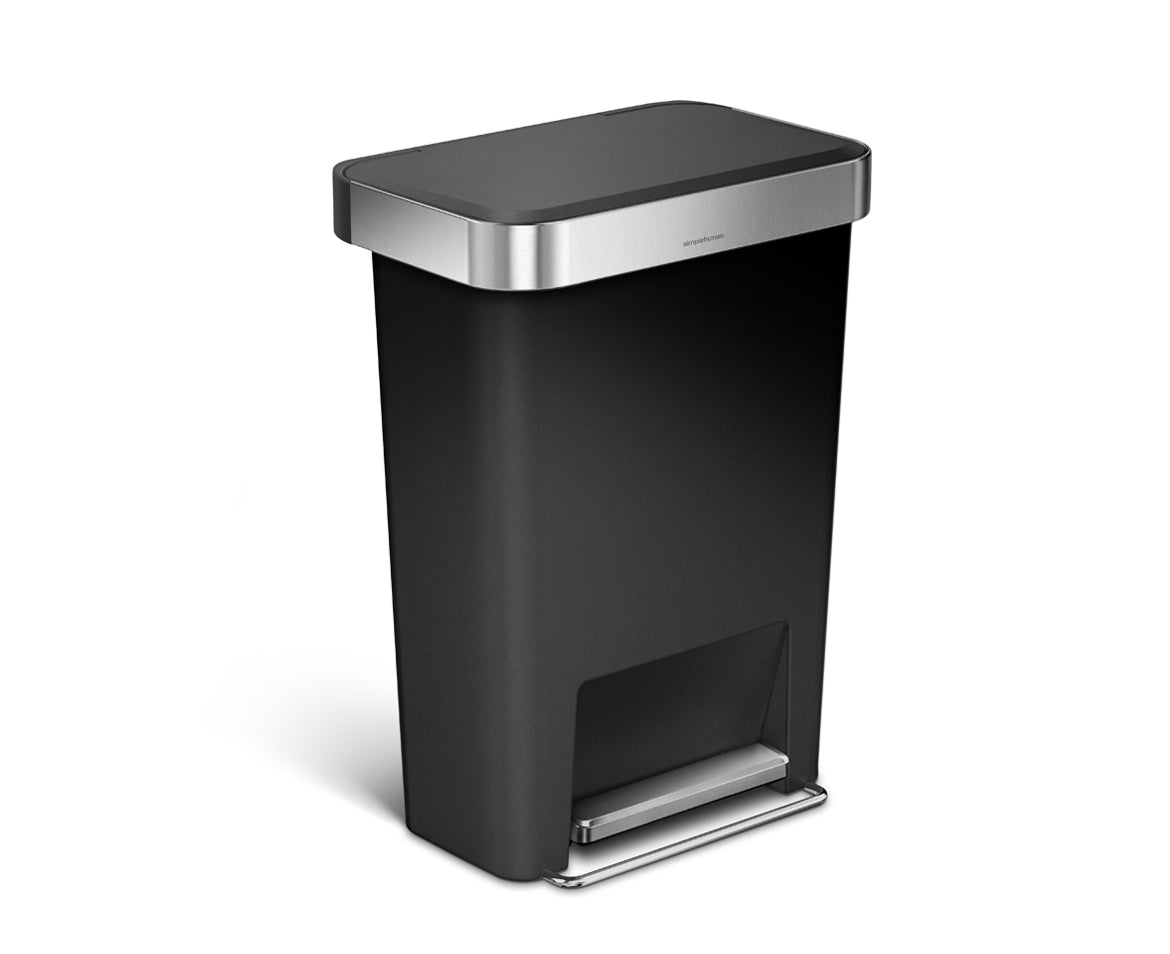 studio 45 litre. rectangular plastic step can with liner pocket